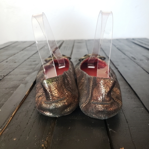 Jeffrey Campbell Metallic Crackle Brown Flats 7.5 - Picture 4 of 8
